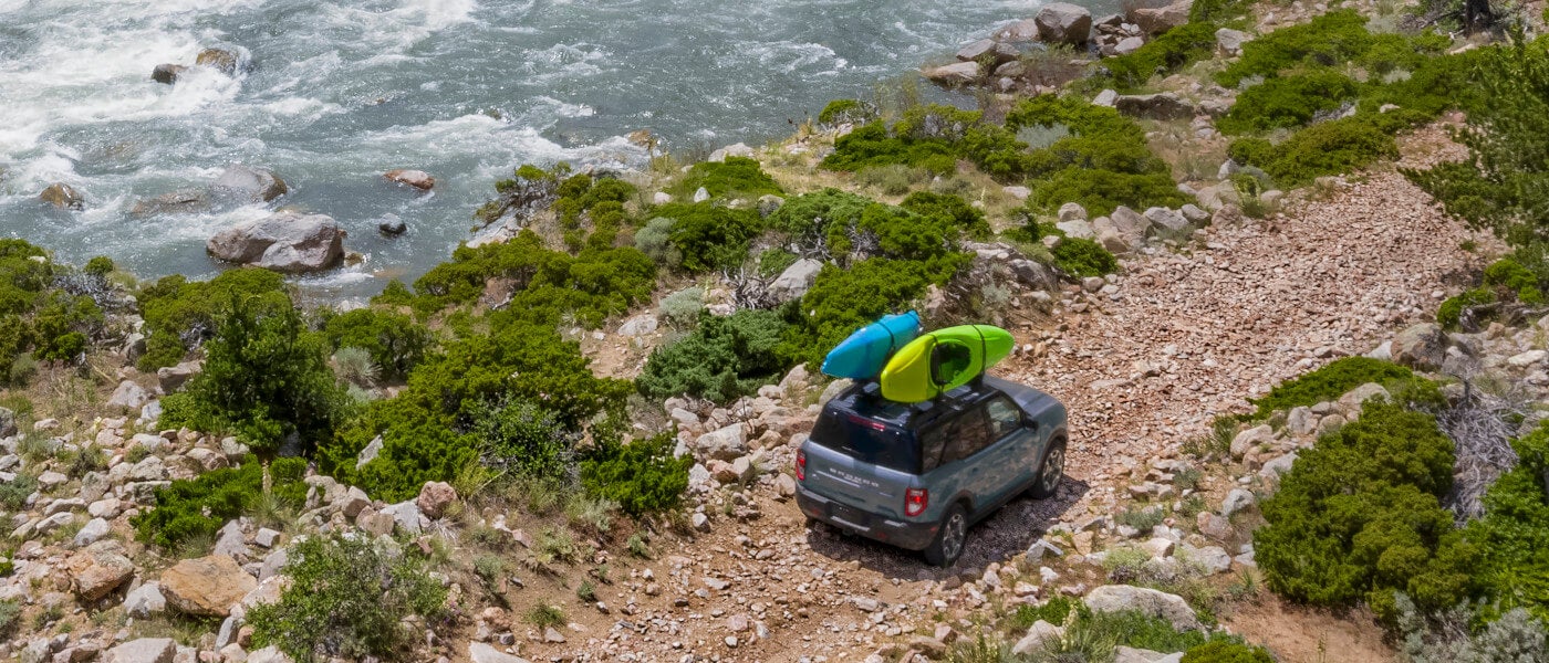 2026 Ford Bronco Exterior Overhead View Off-roading With Kayaks