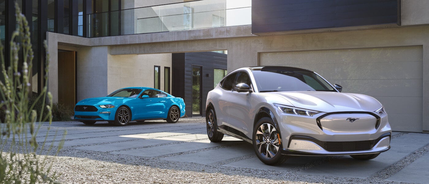 2025 Ford Mustang Mach-E Exterior Two Parked In Driveway