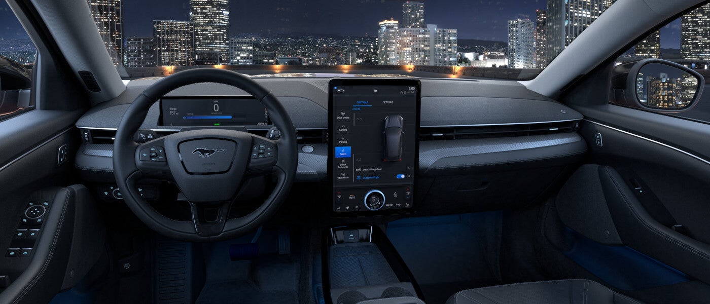 2025 Ford Mustang Mach-E Interior Front Dashboard At Night In City